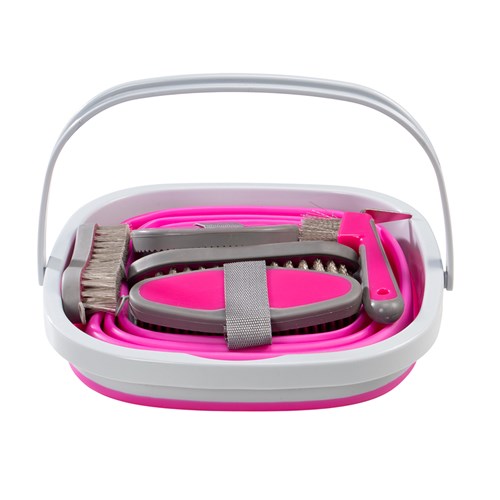 Showmaster Grooming Kit with Collapsible Bucket - Pink with Grey - Image 6