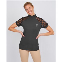 Huntington Jasmine Short Sleeved Lace Shirt – Charcoal