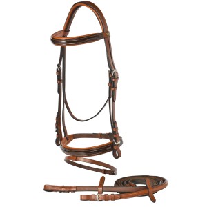 Jeremy & Lord Patent Leather Snaffle Bridle with Reins