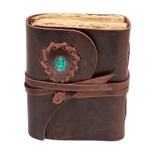 Fort Worth Leather Bound Journal - Distressed Brown with Turquoise 17cm x 13cm - Image 8