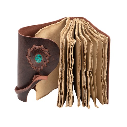 Fort Worth Leather Bound Journal - Distressed Brown with Turquoise 17cm x 13cm - Image 5
