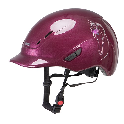 Uvex Kiddox Riding Helmet - Flower Shiny Burgundy - Image 8