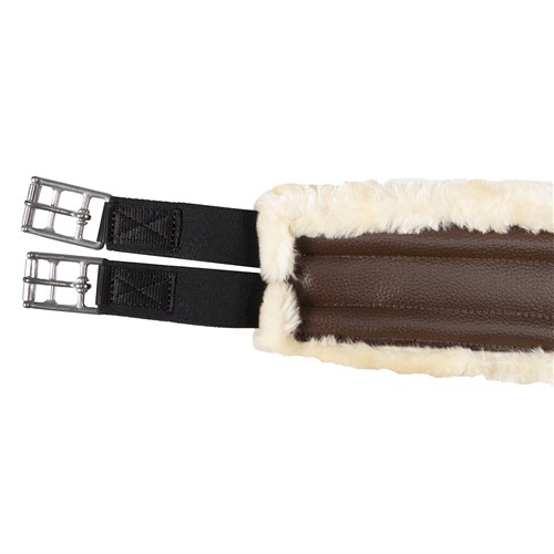 Equi-Prene Jump Girth with Elastic & Fleece - Brown/Natural - Image 3